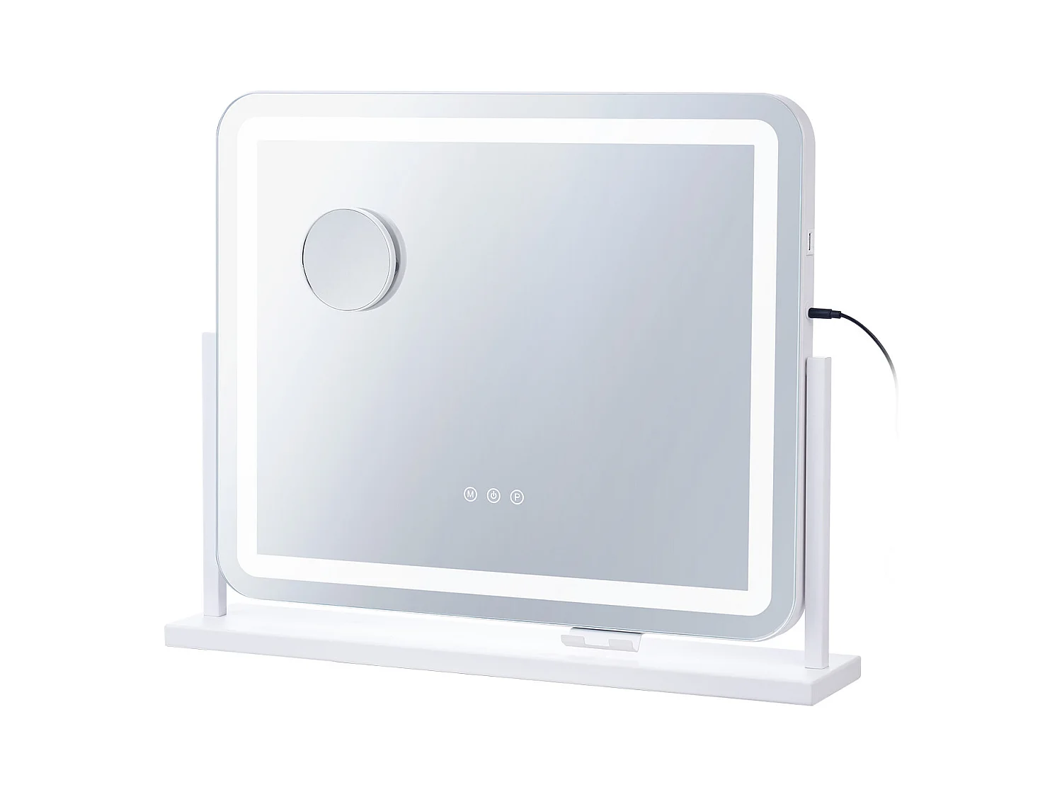 Schminkspiegel, SucceBuy Beleuchteter Schminkspiegel - 3 Farben, 5-fach, USB, 55.7 × 45.7 cm, Weiß