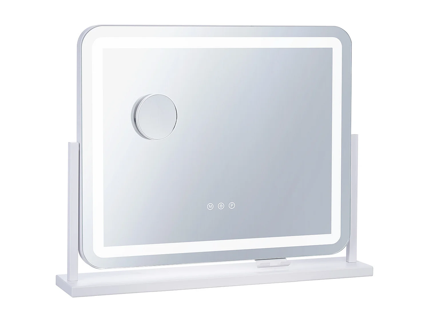 Miroir de Maquillage, SucceBuy Miroir de Maquillage Éclairé - 3 Couleurs, 5X, USB, 55.7 × 45.7 cm, Blanc