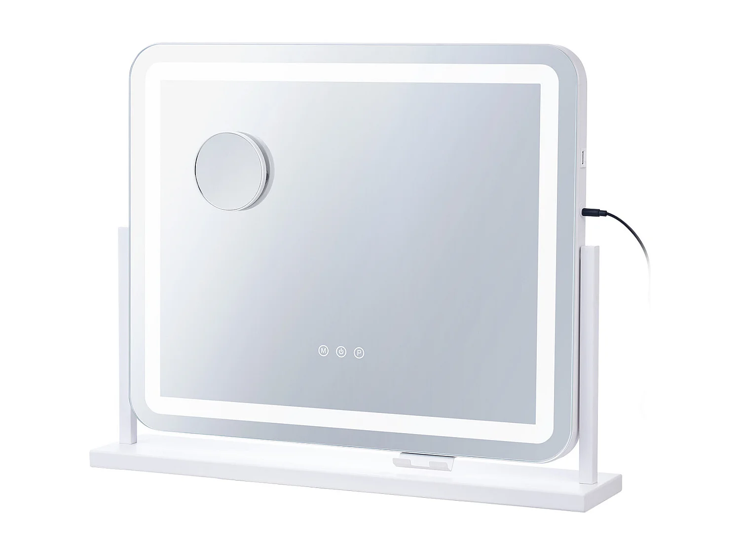 Miroir de Maquillage, SucceBuy Miroir de Maquillage Éclairé - 3 Couleurs, 5X, USB, 55.7 × 45.7 cm, Blanc