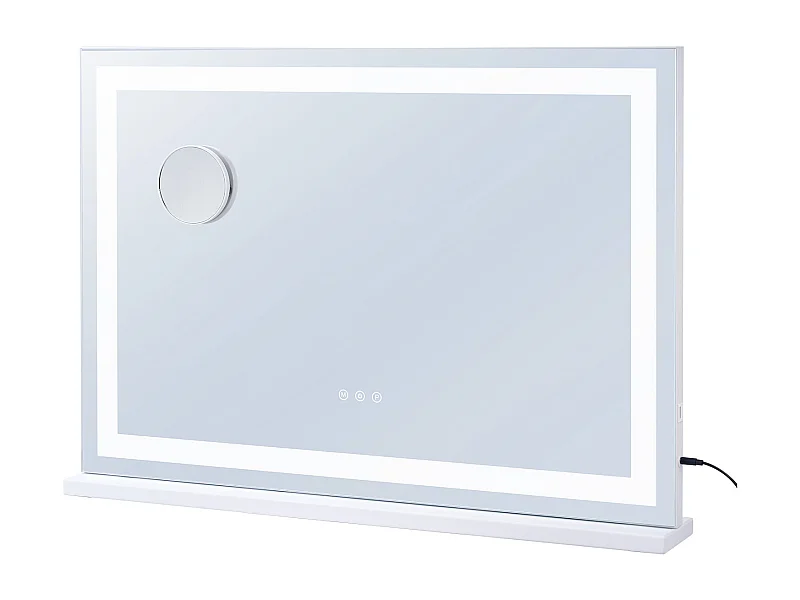 Miroir de Maquillage, SucceBuy Miroir de Maquillage Éclairé - 3 Couleurs, USB, 80 × 55 cm, Blanc