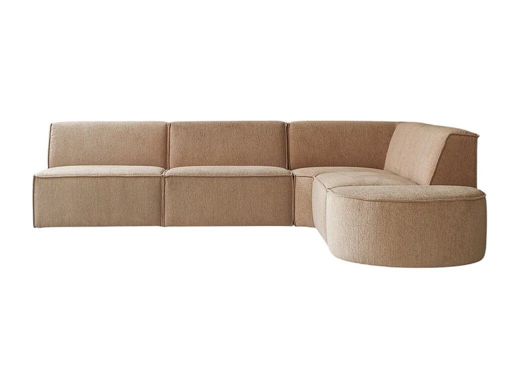 Divano ad angolo modulabile Dario 5-6 posti in tessuto color cammello