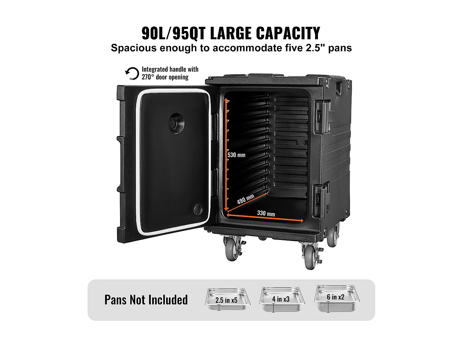 Porta Alimentos Isotérmico SucceBuy, 90 L, con Ruedas Negro