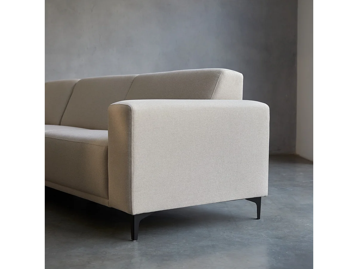 Canapé d'angle gauche en tissu écru 295 x 185 cm Lars, 5 places