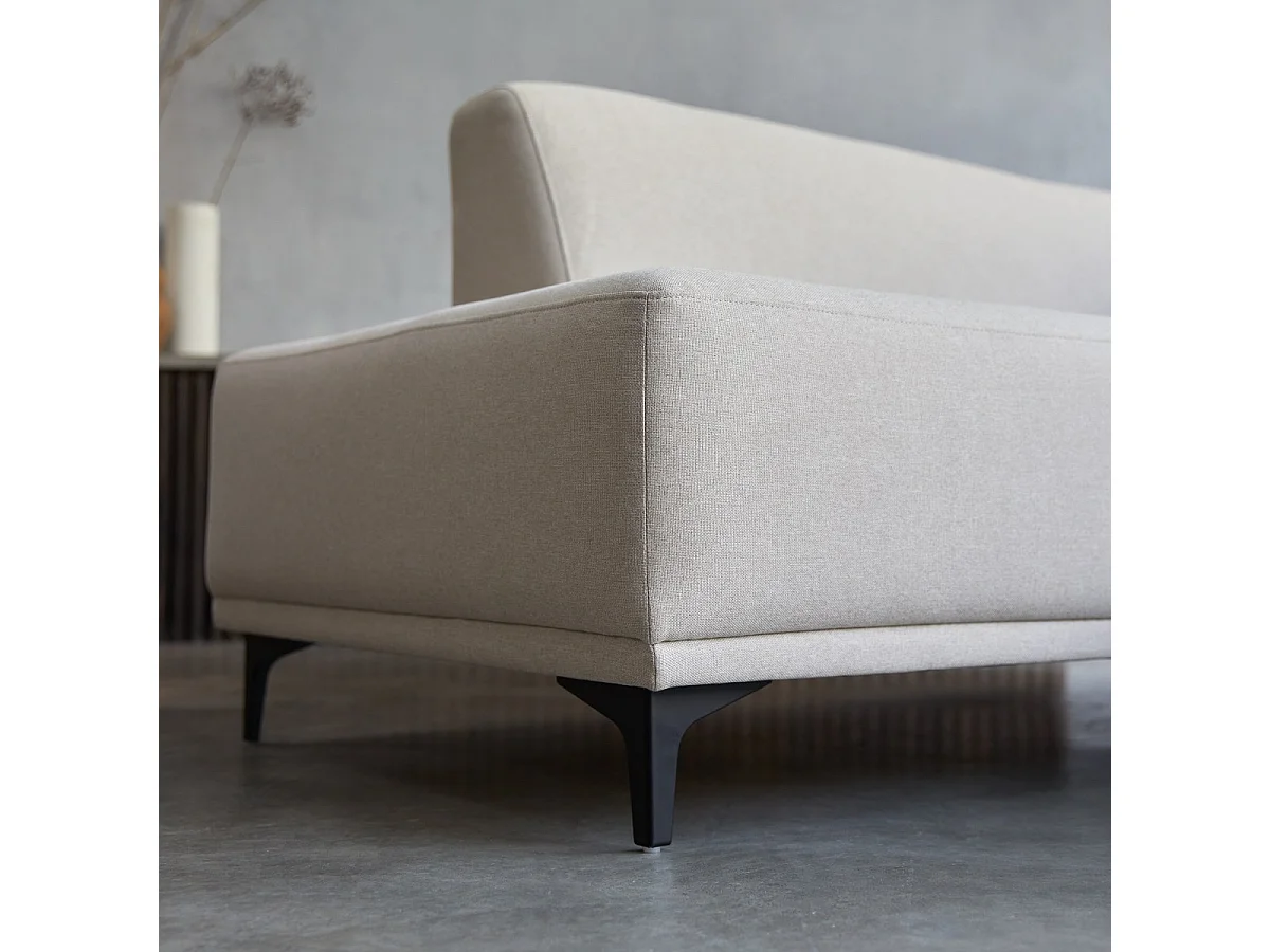 Canapé d'angle gauche en tissu écru 295 x 185 cm Lars, 5 places