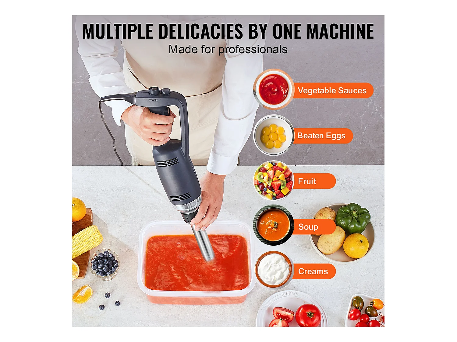 Mixeur à Immersion Commercial SucceBuy, 350 W, avec Lame en Acier Inoxydable, pour Mélanger la Soupe et les Sauces