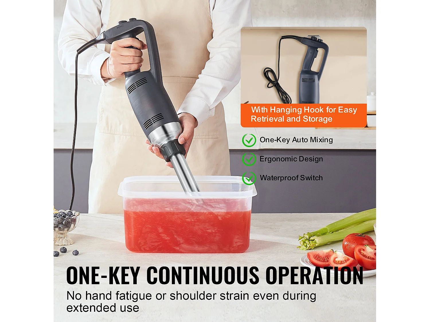 Mixeur à Immersion Commercial SucceBuy, 350 W, avec Lame en Acier Inoxydable, pour Mélanger la Soupe et les Sauces