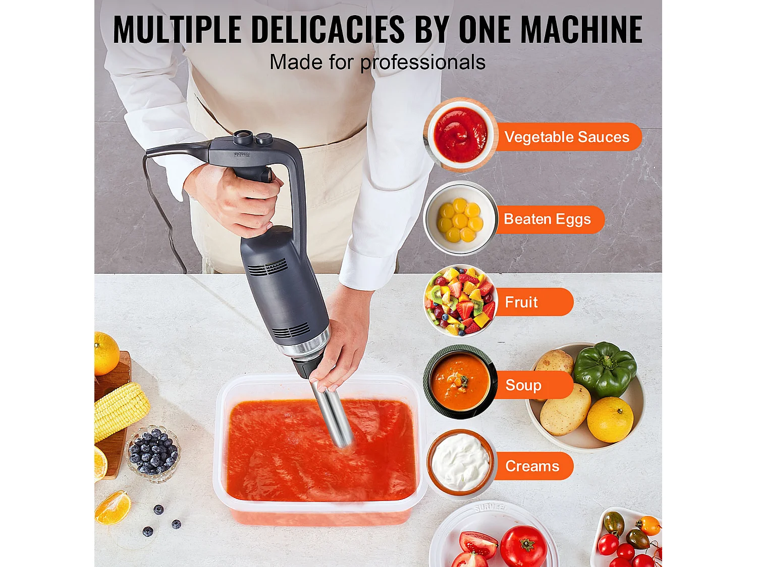 Mixeur à Immersion Commercial SucceBuy, 350 W, avec Lame en Acier Inoxydable, pour Mélanger la Soupe et les Sauces