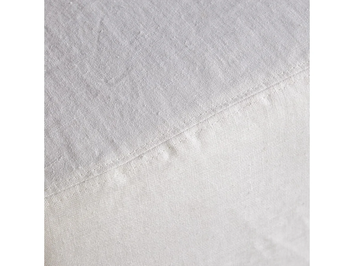 Fußhocker Nils aus weißem Leinen, 1-Sitzer