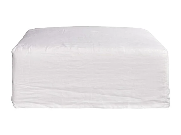 Fußhocker Nils aus weißem Leinen, 1-Sitzer