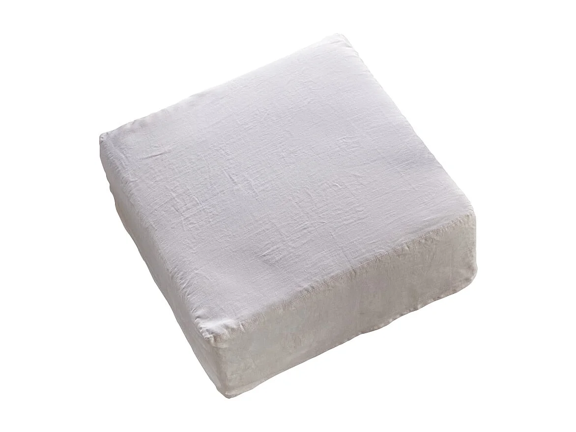 Fußhocker Nils aus weißem Leinen, 1-Sitzer