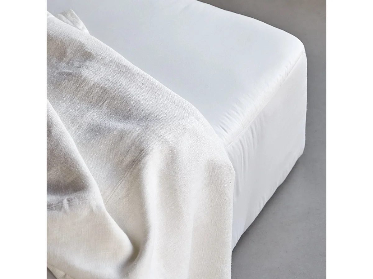 Repose-pieds en lin blanc Nils, 1 place