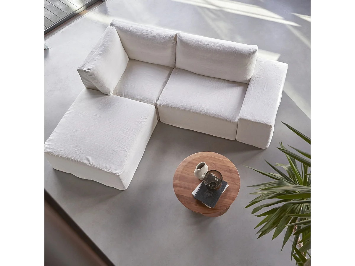 Repose-pieds en lin blanc Nils, 1 place