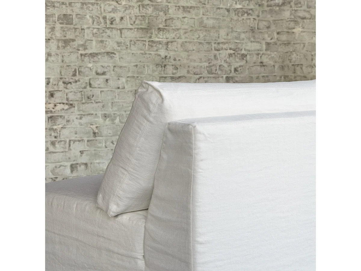 Gerades Modulsofa Nils aus weißem Leinen, 2/3-Sitzer