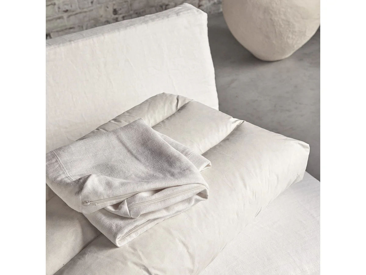 Gerades Modulsofa Nils aus weißem Leinen, 2/3-Sitzer