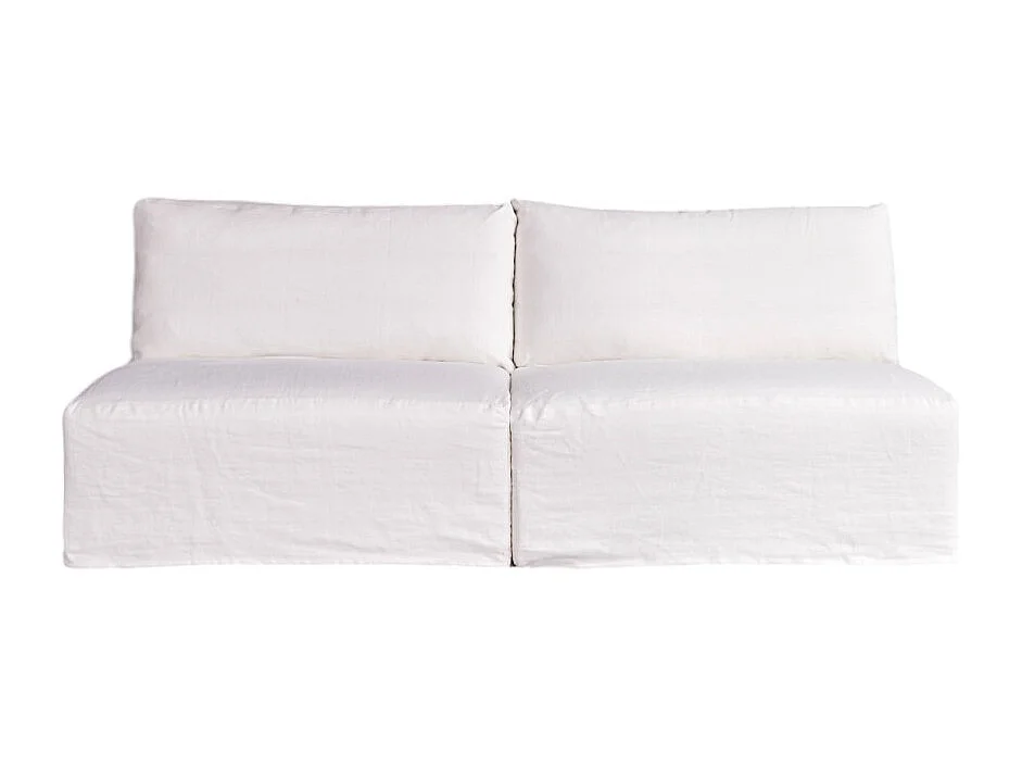 Gerades Modulsofa Nils aus weißem Leinen, 2/3-Sitzer