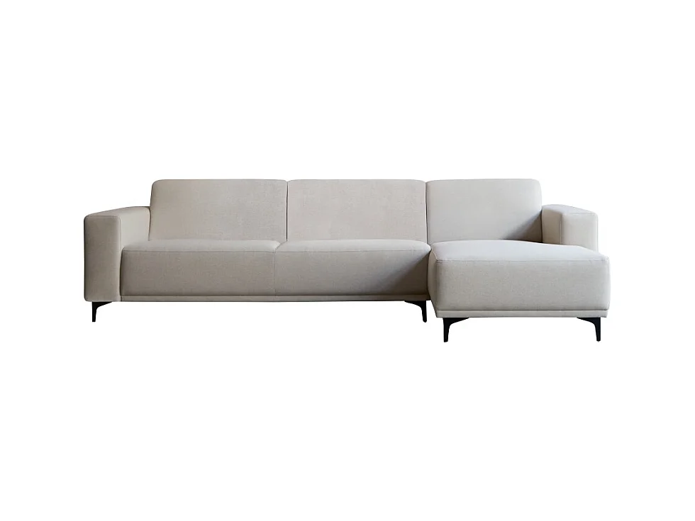 Canapé d'angle droit en tissu écru 150 cm Lars, 5 places