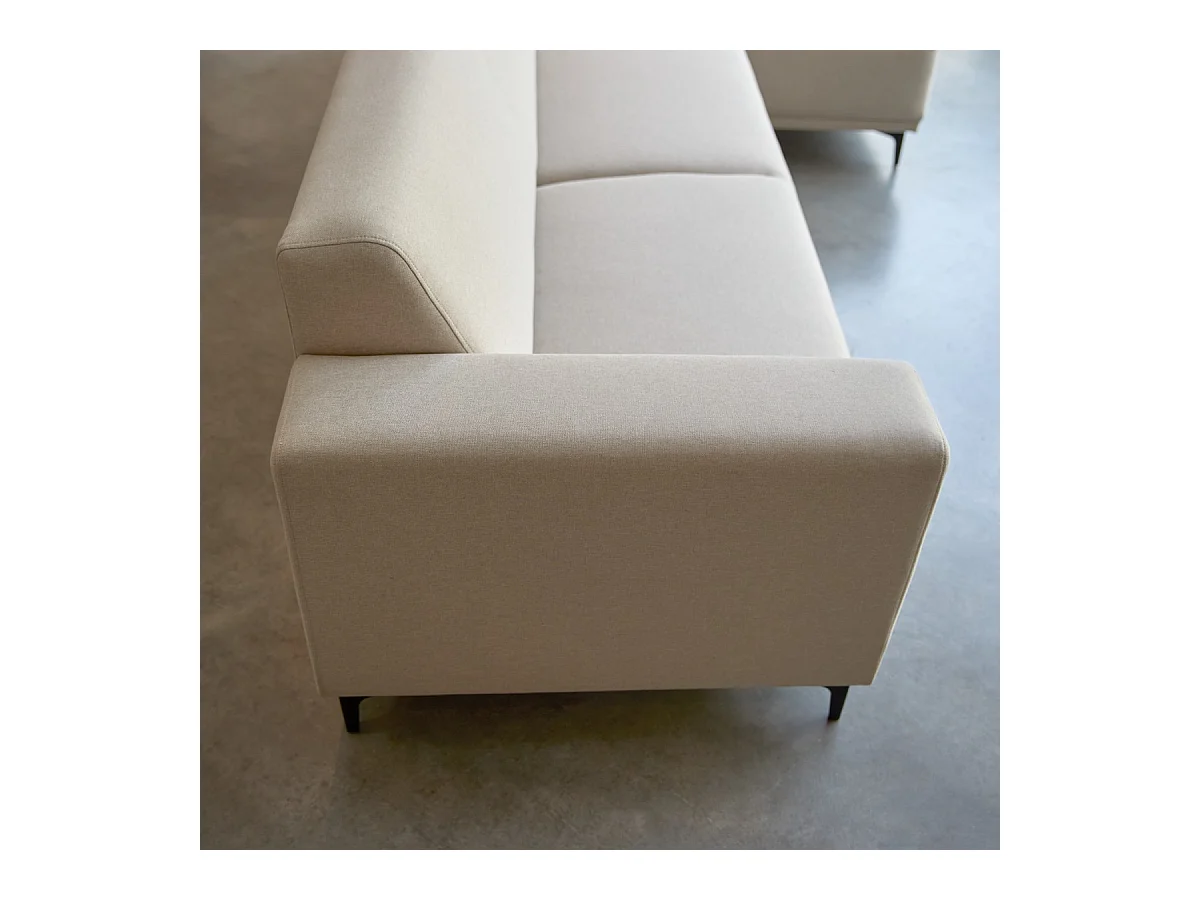 Canapé d'angle droit en tissu écru 150 cm Lars, 5 places