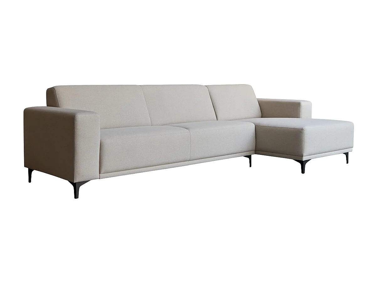 Canapé d'angle droit en tissu écru 150 cm Lars, 5 places