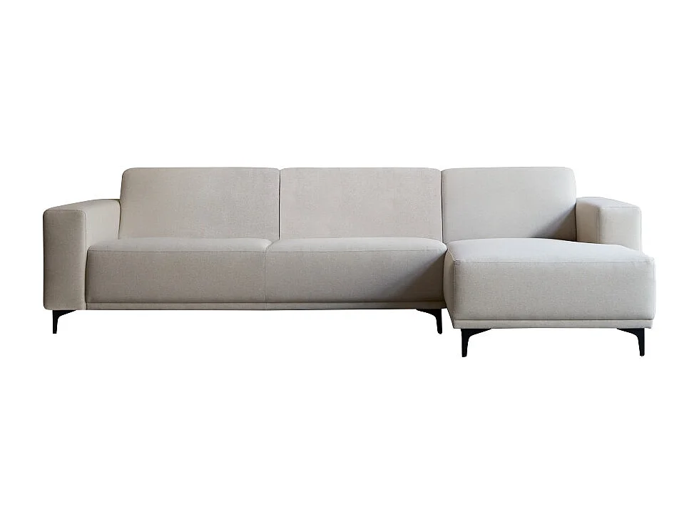 Divano angolare destro in tessuto ecru 300 x 150 cm, 5 posti