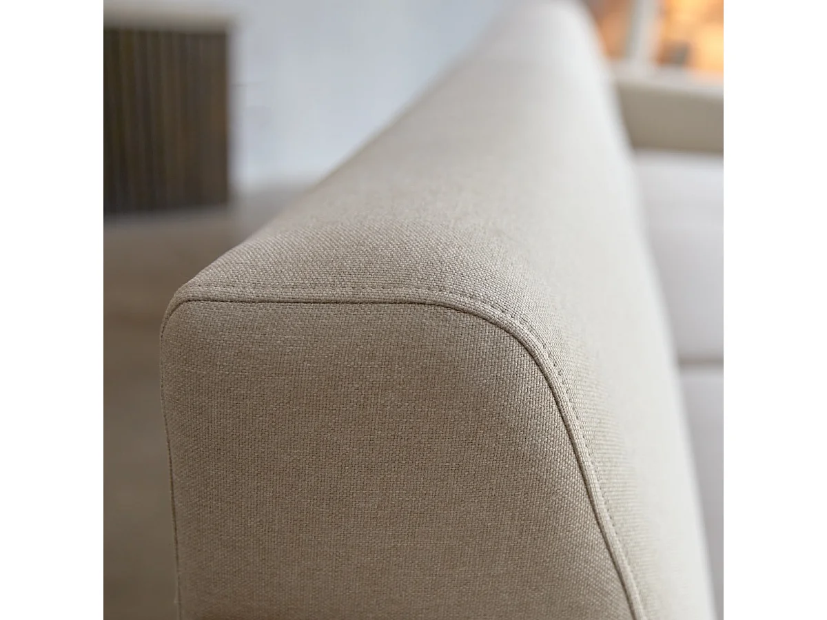 Divano angolare destro in tessuto ecru 300 x 150 cm, 5 posti