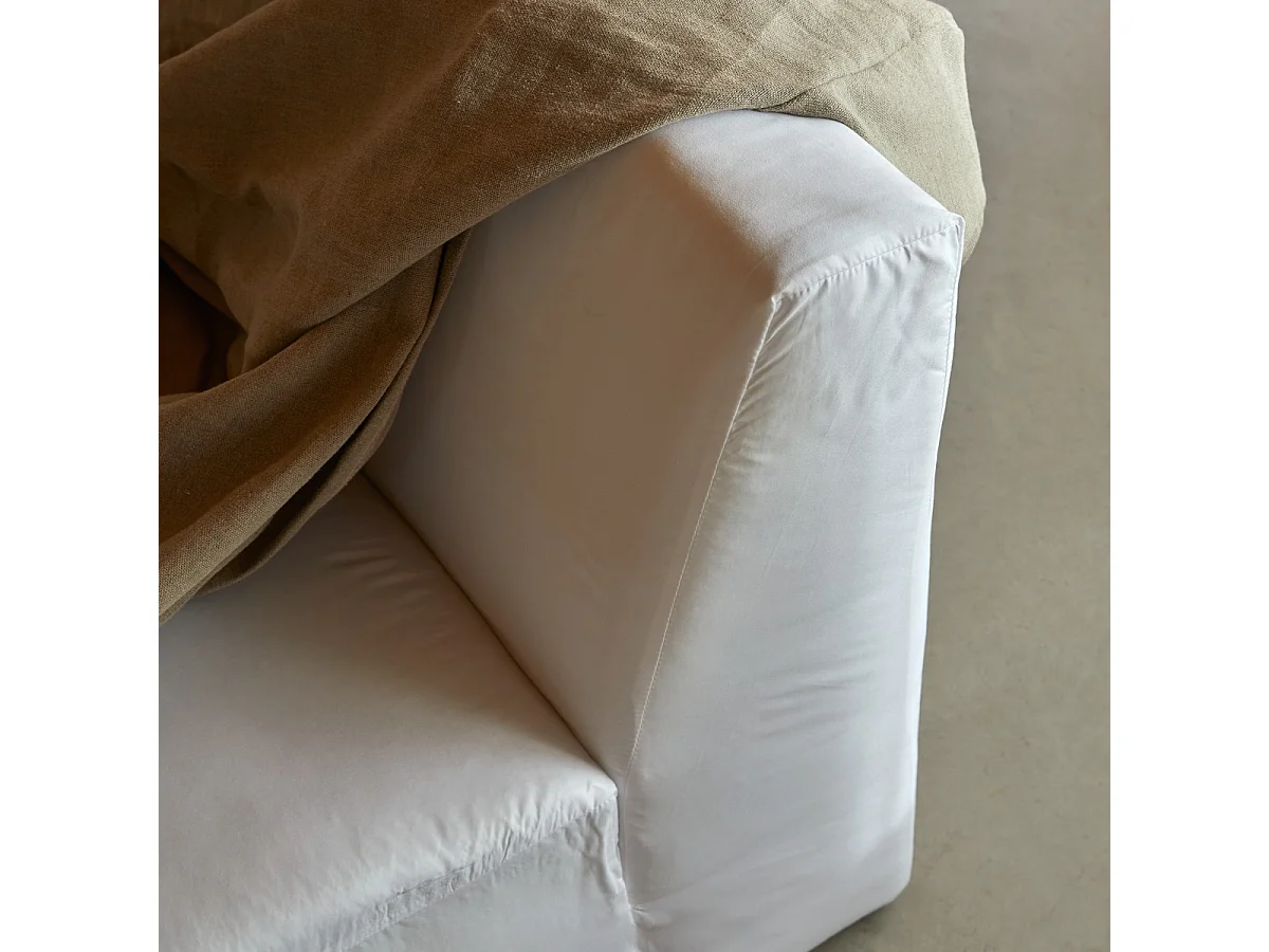 Canapé d’angle modulable en lin naturel, 3 Places