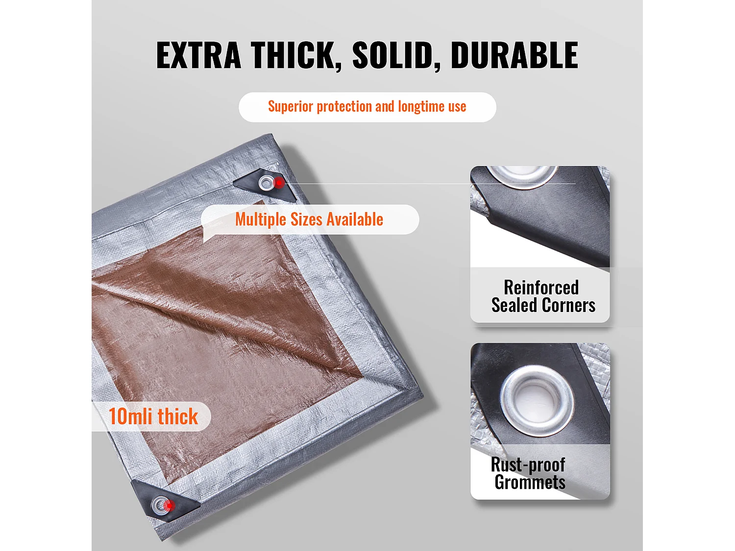 Bâche de Protection Extérieur SucceBuy Bâche Imperméable 6.09 x 9.14 m, Bâche en Polyéthylène Résistante aux UV de 0.25 cm