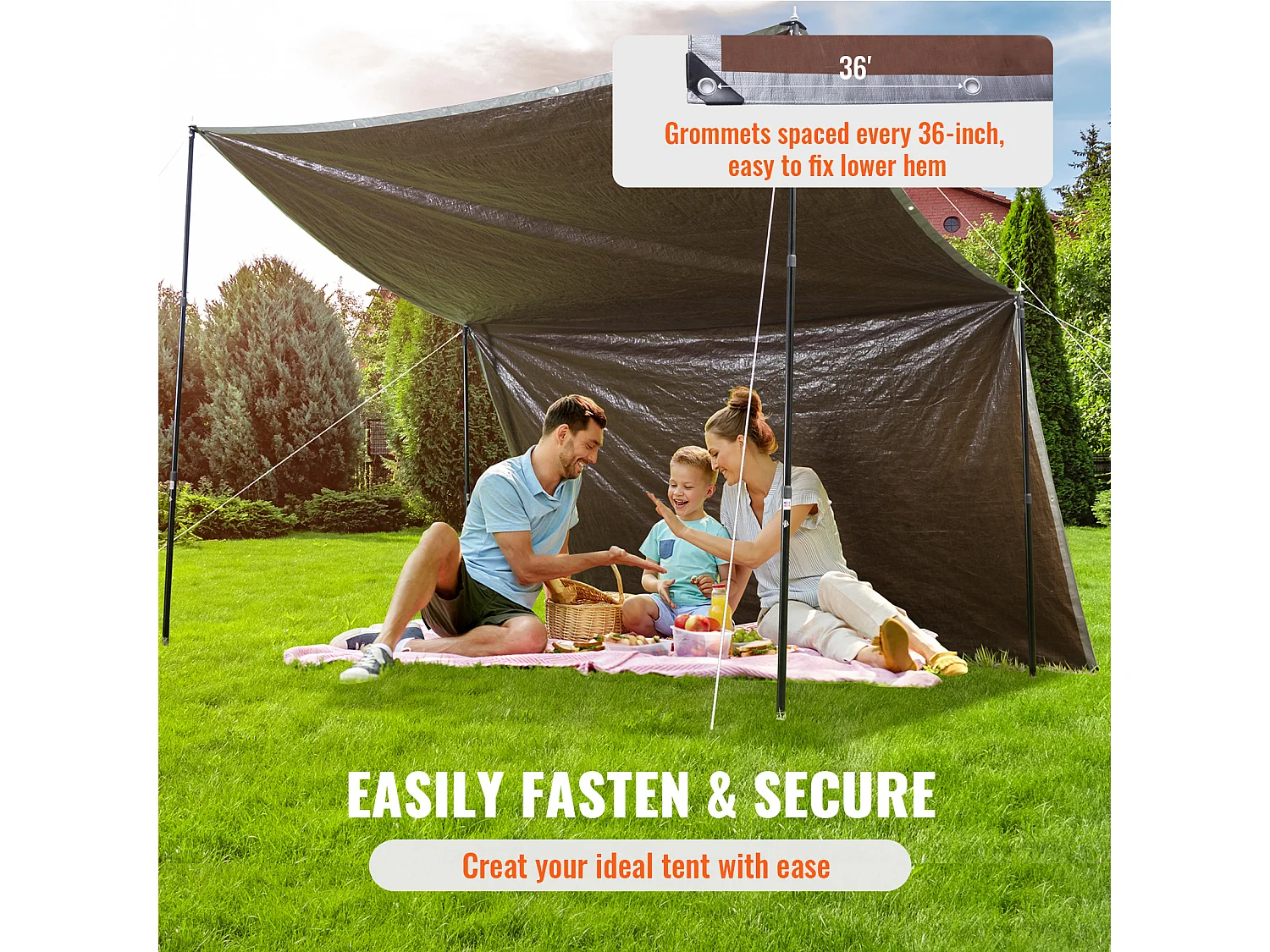 Bâche de Protection Extérieur SucceBuy Bâche Imperméable 6.09 x 9.14 m, Bâche en Polyéthylène Résistante aux UV de 0.25 cm