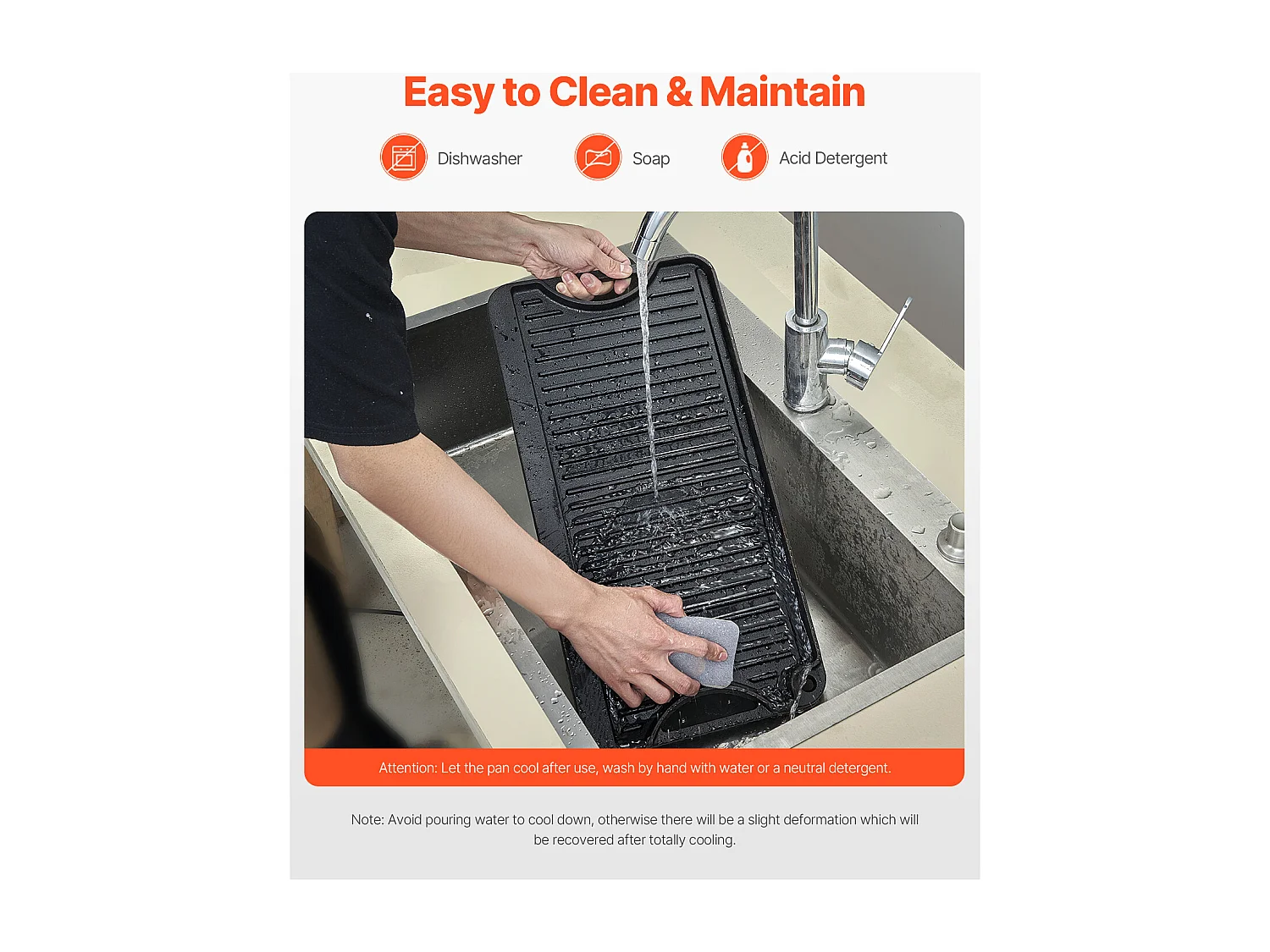 Plaque de Gril, SucceBuy Plaque de Cuisson Réversible en Fonte, Pré-Assaisonnée, 492 × 218 mm