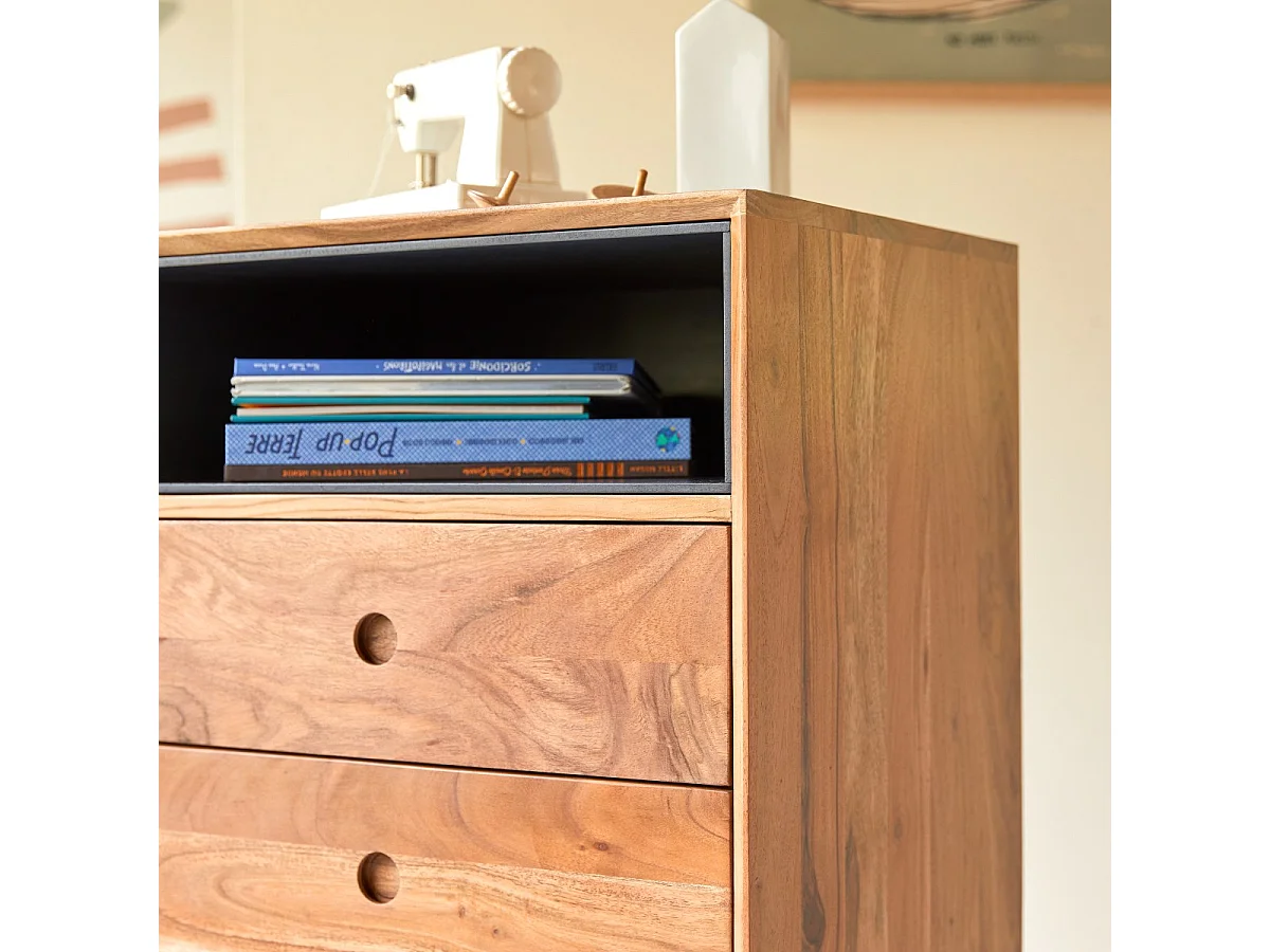 Cassettiera per bambini in legno di acacia 5 cassetti Pavel