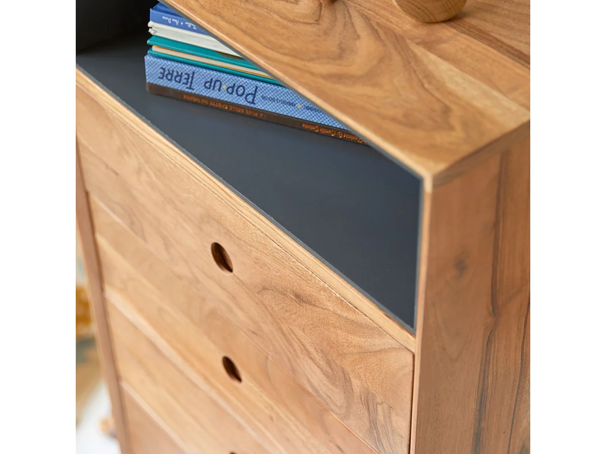 Cassettiera per bambini in legno di acacia 5 cassetti Pavel