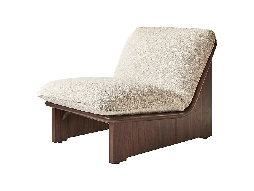 Sessel Folk aus massivem Mindiholz und ecrufarbenem Stoff ,1-Sitz