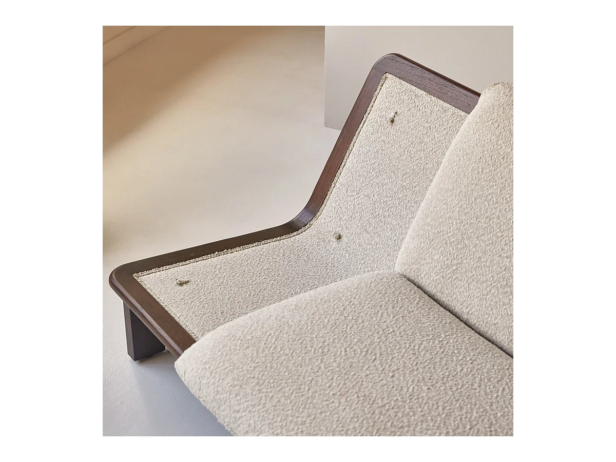 Sessel Folk aus massivem Mindiholz und ecrufarbenem Stoff ,1-Sitz