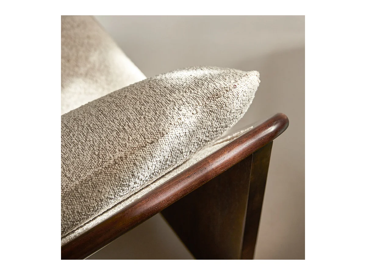 Sessel Folk aus massivem Mindiholz und ecrufarbenem Stoff ,1-Sitz