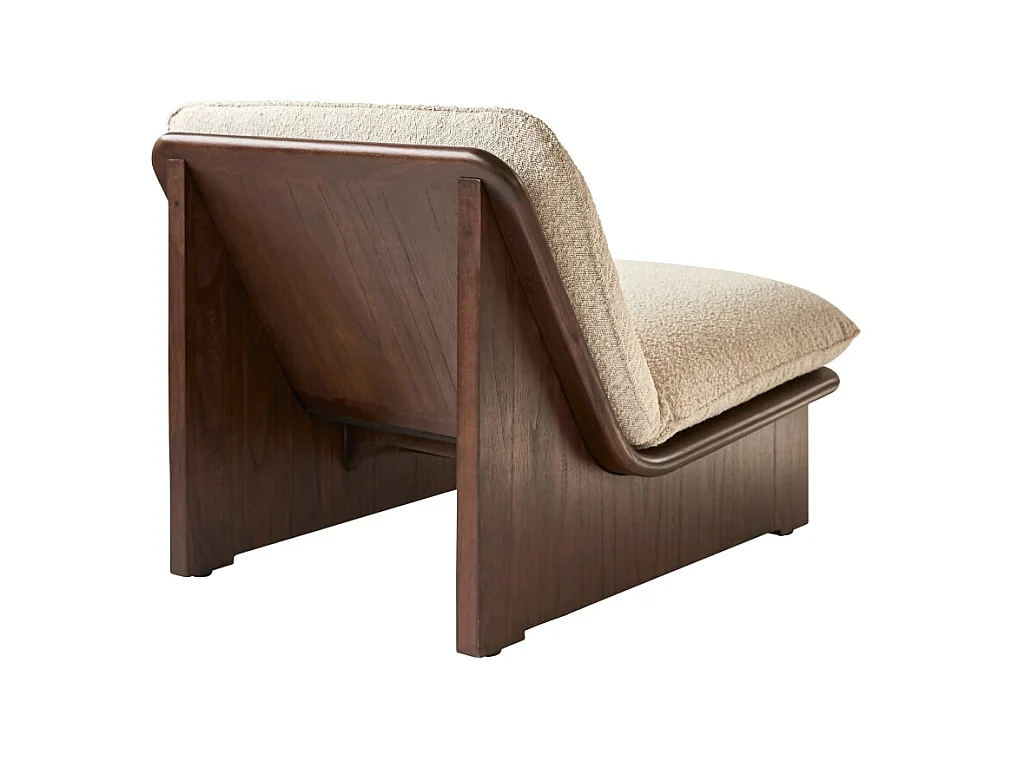 Sessel Folk aus massivem Mindiholz und ecrufarbenem Stoff ,1-Sitz