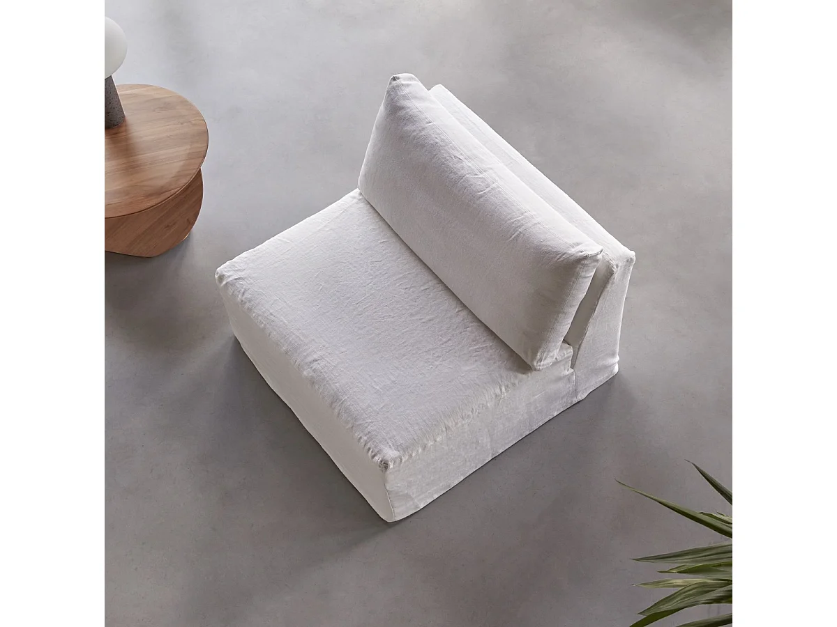 Chauffeuse modulable Nils en lin blanc, 1 place