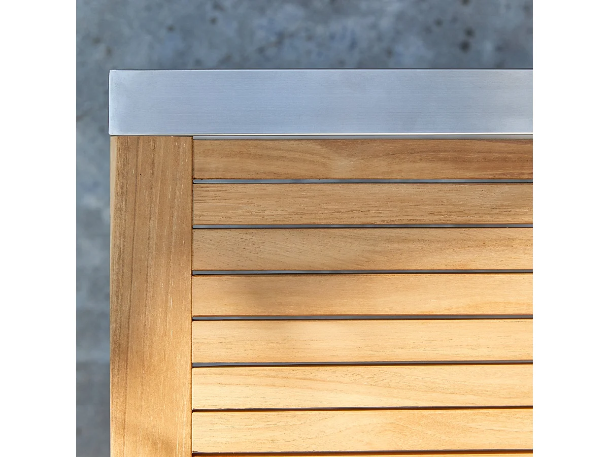 Gartenbank Bank Teak Edelstahl Lattenoptik Massivholz Tikamoon