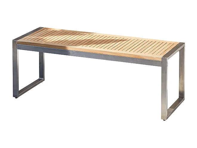 Gartenbank Bank Teak Edelstahl Lattenoptik Massivholz Tikamoon
