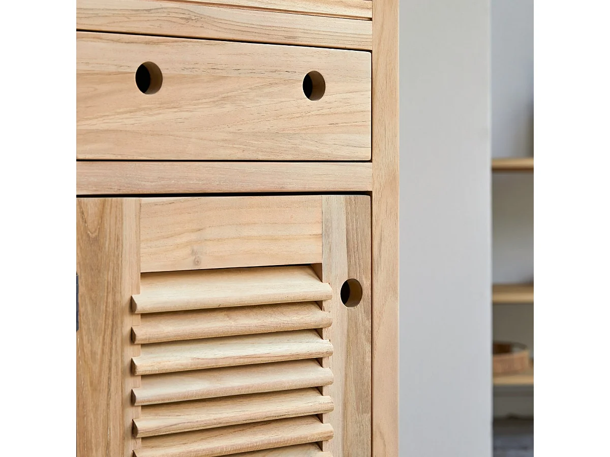 Hochschrank Badschrank Badmöbel Regal aus Teak 190 cm Natur neu