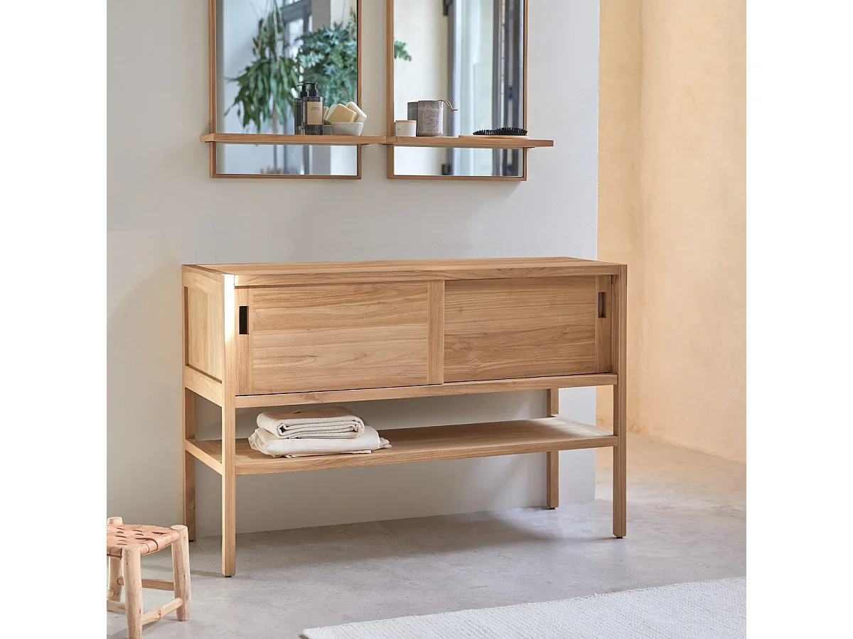 Mobile contenitore in legno di teak grezzo 120 Arty