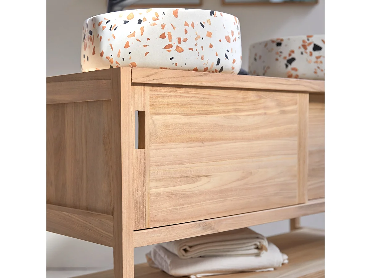 Mobile contenitore in legno di teak grezzo 120 Arty