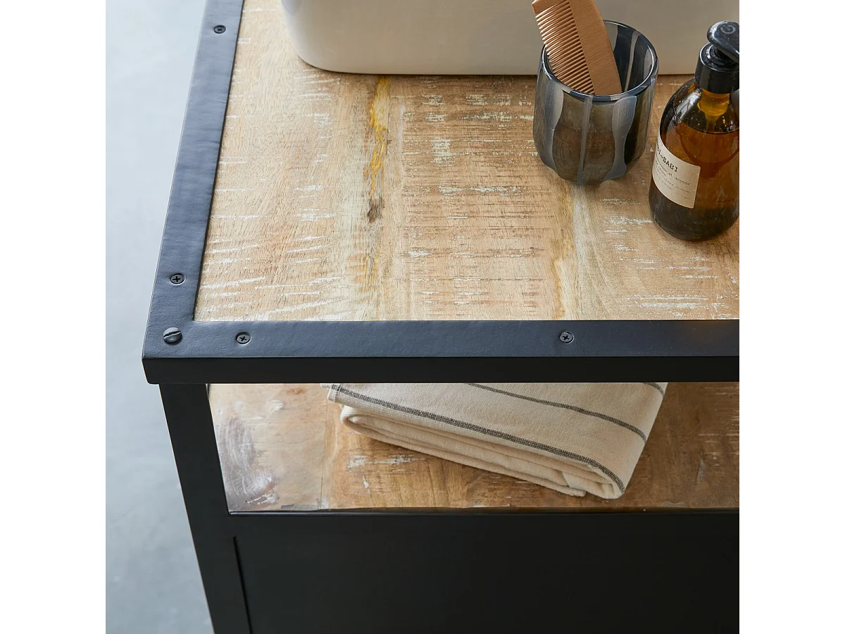 Mobile contenitore in metallo e legno di mango 95 Industrial