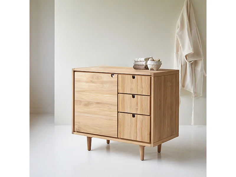 Aufbewahrungsmöbel Jonàk aus Teakholz, 95 cm