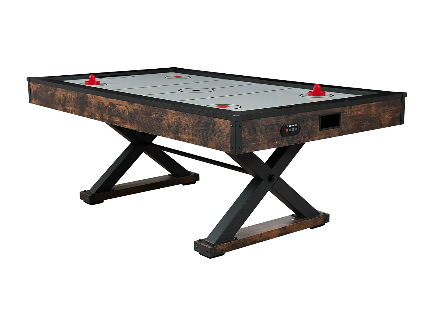 Airhockeytafel, SucceBuy 214 cm Airhockeytafel met Elektronische Scorebord en Accessoires