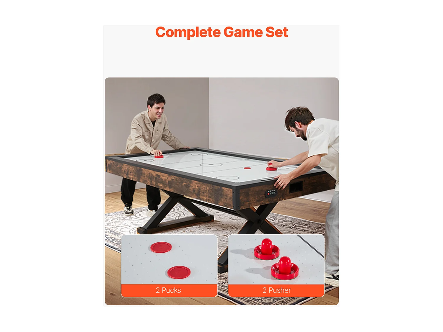 Airhockeytafel, SucceBuy 214 cm Airhockeytafel met Elektronische Scorebord en Accessoires