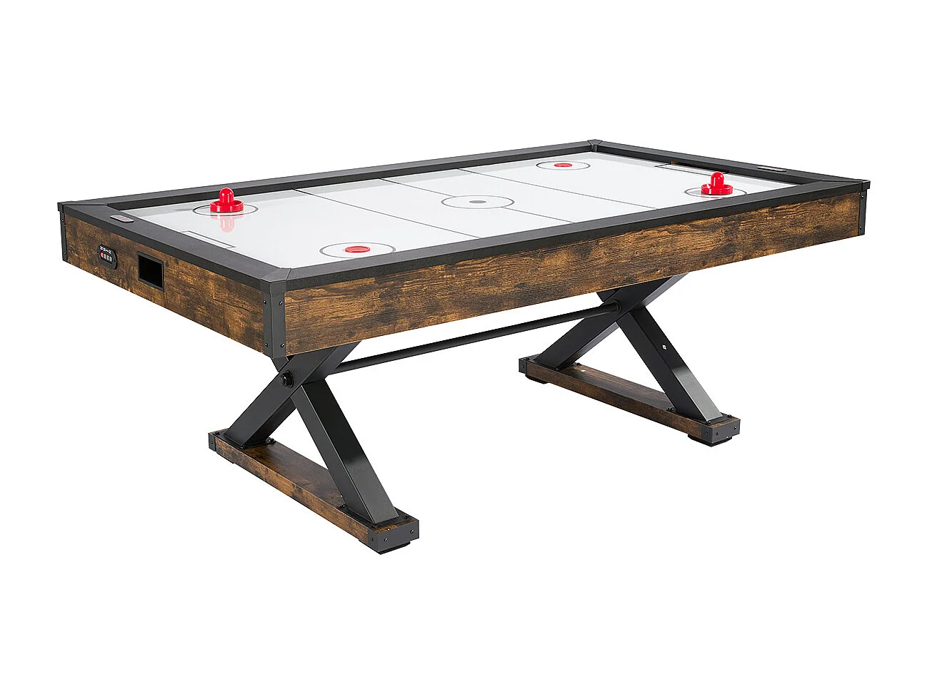 Airhockeytafel, SucceBuy 214 cm Airhockeytafel met Elektronische Scorebord en Accessoires