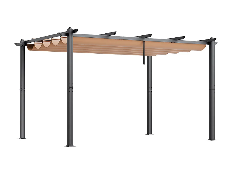 Extreurs Retractabele Pergola SucceBuy, 305 x 396 cm, in Beige Aluminium, voor Terras, Tuin