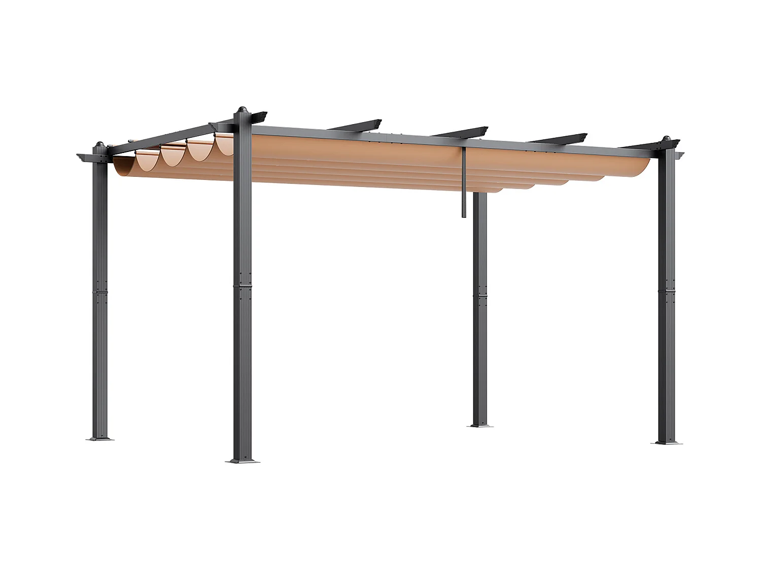 Pergola Rétractable Extérieure SucceBuy, 305 x 396 cm, en Aluminium Beige, pour Patio, Jardin