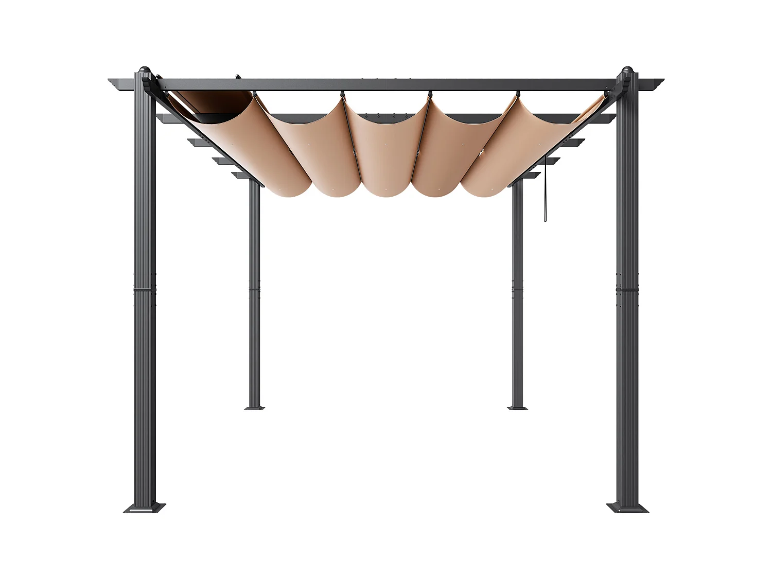 Pergola Rétractable Extérieure SucceBuy, 305 x 396 cm, en Aluminium Beige, pour Patio, Jardin