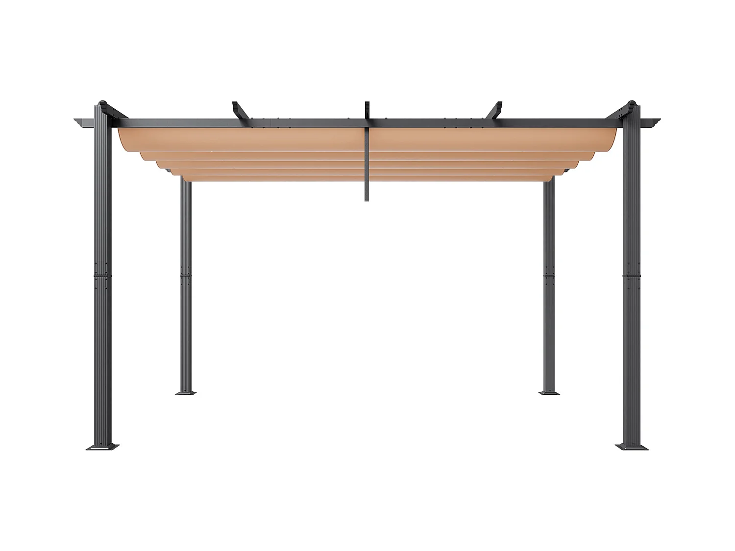 Pergola Rétractable Extérieure SucceBuy, 305 x 396 cm, en Aluminium Beige, pour Patio, Jardin