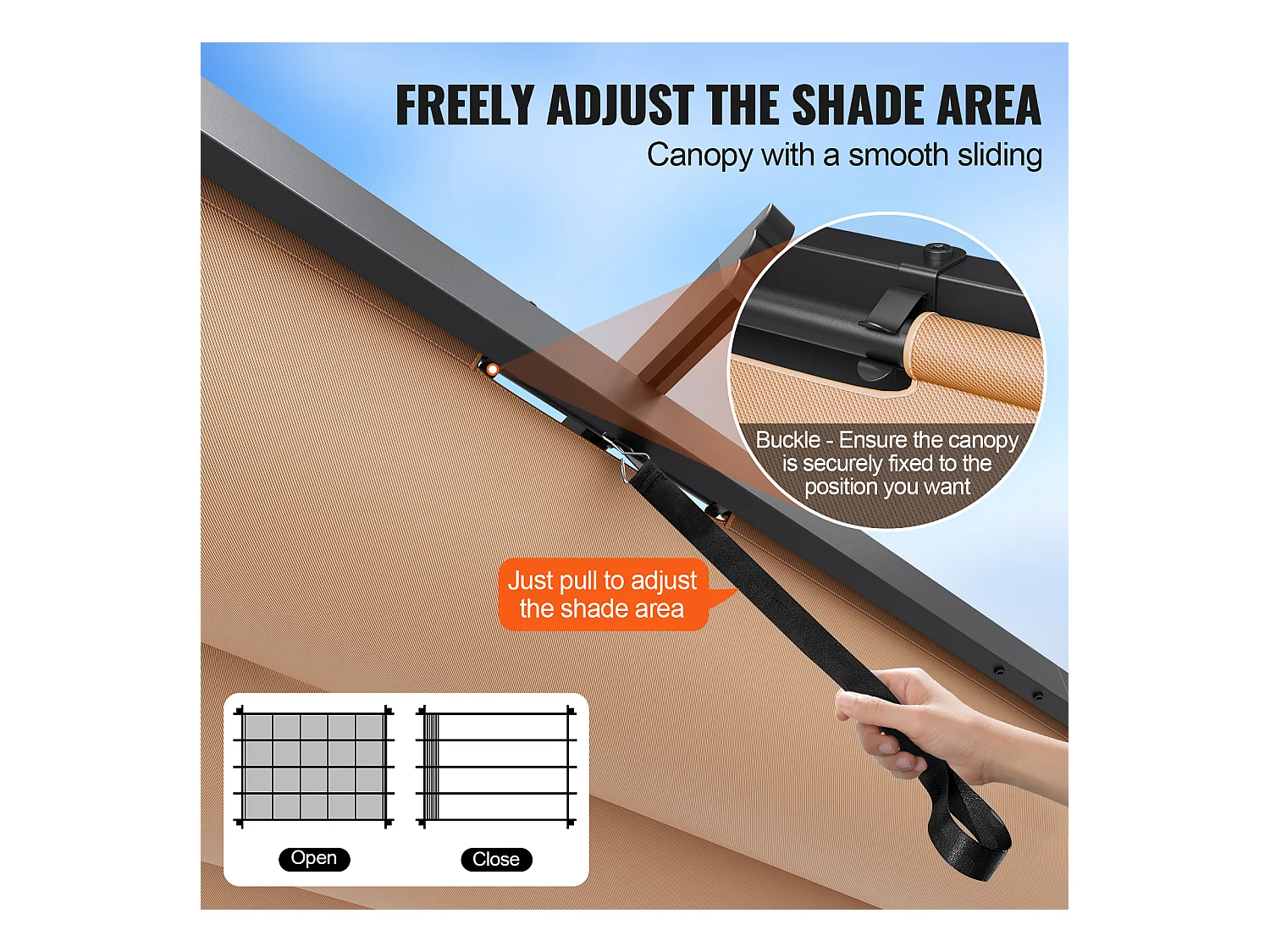 Pergola Rétractable Extérieure SucceBuy, 305 x 396 cm, en Aluminium Beige, pour Patio, Jardin